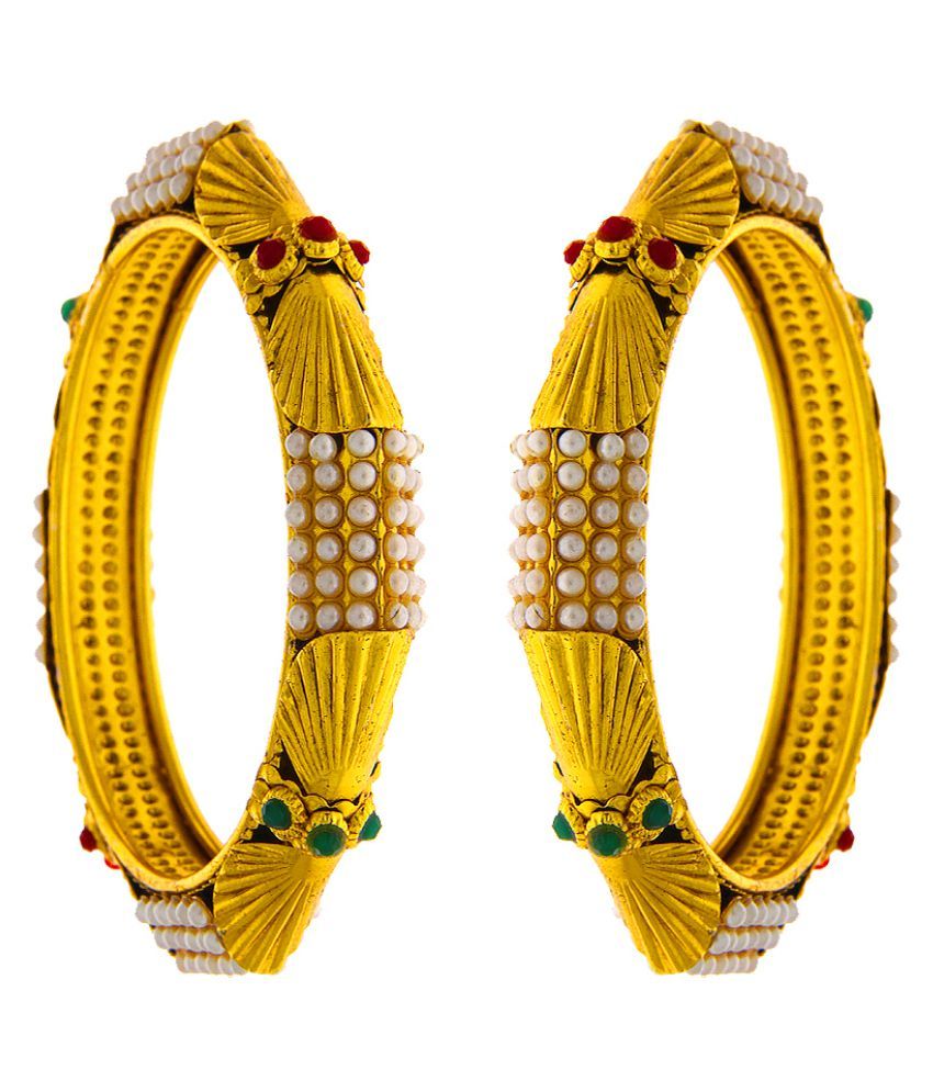Anuradha Art Orange Colour Stylish Designer Kada Styled Ethnic Bangles Set for Women//Girls
