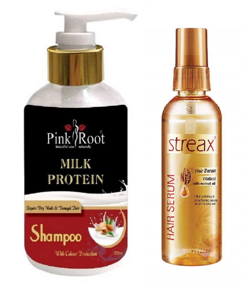 Pink Root Milk Protein Shampoo , Streax Golden Hair Serum 100 ml Pack of 2:  Buy Pink Root Milk Protein Shampoo , Streax Golden Hair Serum 100 ml Pack  of 2 at Best Prices in India - Snapdeal