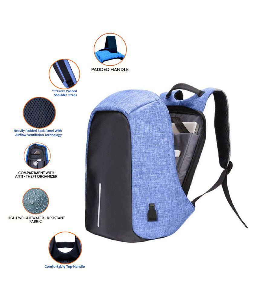 Slizer Stylish Blue Anti theft Laptop Bag Backpacks College Bags - Buy ...