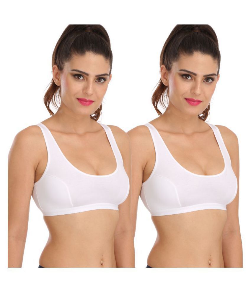 white cotton sports bra