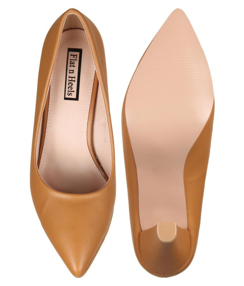 tan block heel pumps