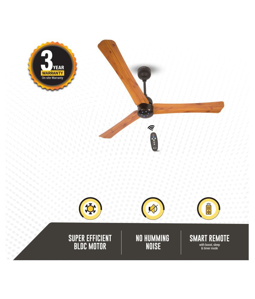 Gorilla Renesa Energy Saving 5 Star Rated Remote Control And Bldc Motor 1200mm 3 Blade Ceiling Fan Oak Wood