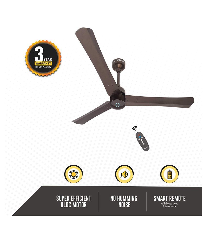 Gorilla Renesa Energy Saving 5 Star Rated Remote Control And Bldc Motor 1200mm 3 Blade Ceiling Fan Earth Brown