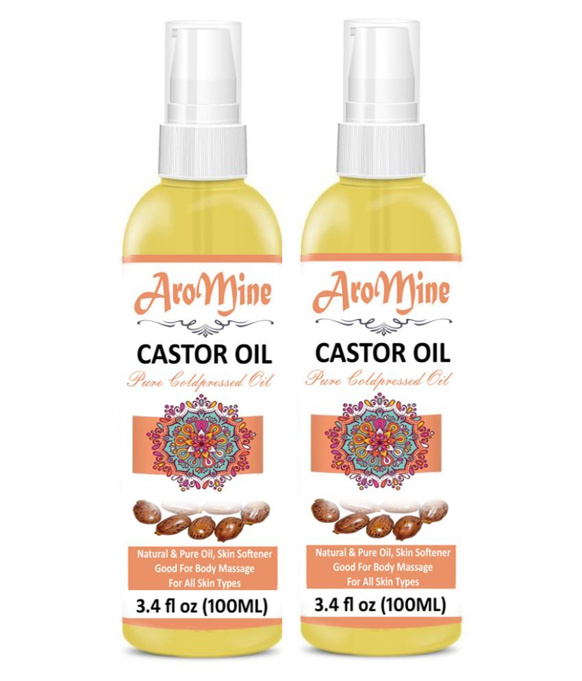     			Aromine 100% Organic Castor Oil For Hair Growth -Glowing Skin 200 mL Pack of 2