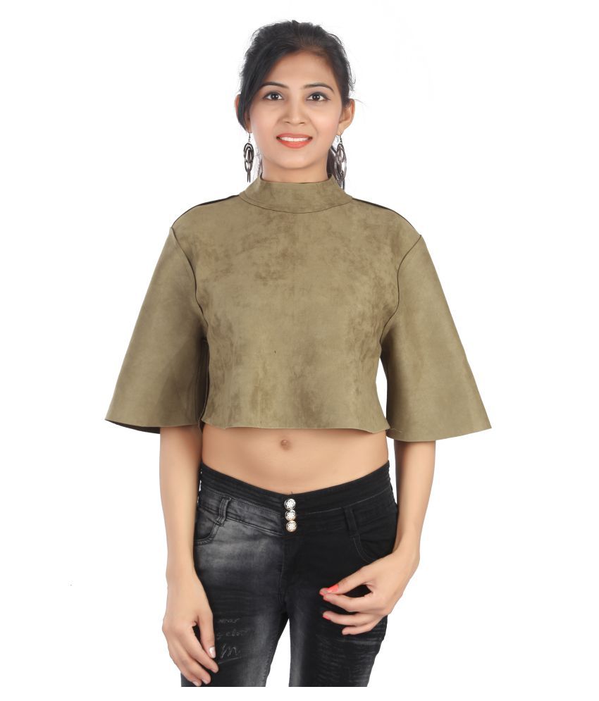     			FCK-3 Cotton Blended Crop Tops - Green