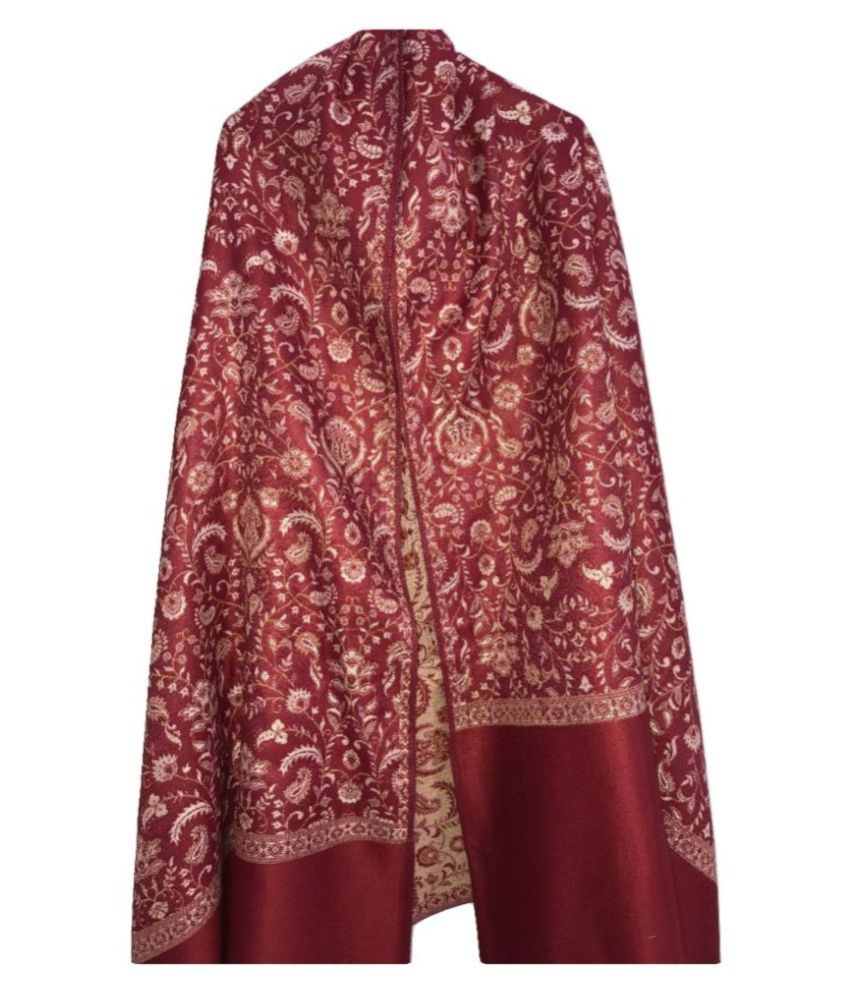 Kkrish Maroon Floral Pashmina Shawls: Buy Online at Low Price in India ...