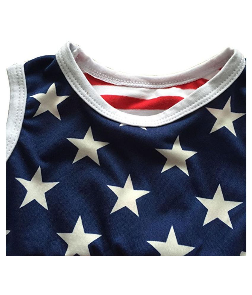 Newborn Baby Girl American Flag Romper 4th of July Bodysuit + Headband