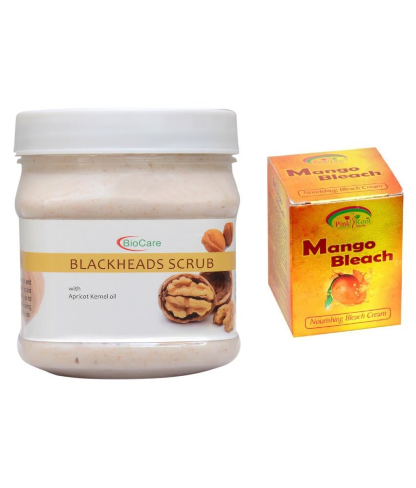 Pink Root Mango Bleach 43gm With Biocare Blackheads Scrub 500g Day