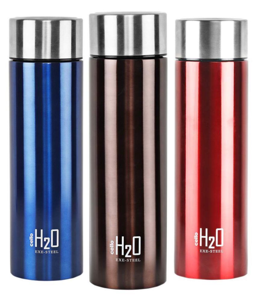 Cello H2o Stainless Steel Multicolour 1000 Ml Steel Water Bottle Set Of 3 Buy Online At Best Price In India Snapdeal