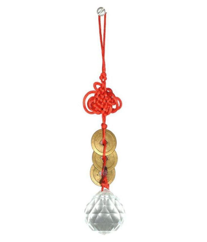     			DD1Feng Shui Three Lucky Coins with Hanging Crystal Ball for Door Hanging