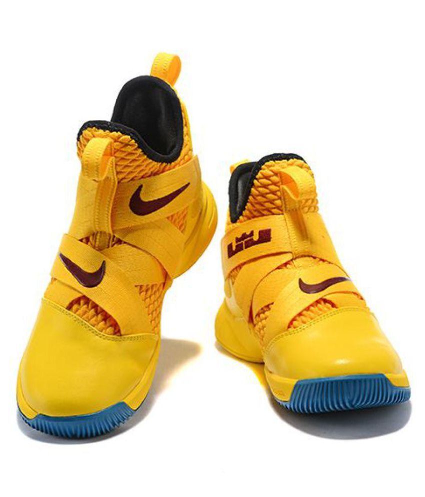blue and yellow lebrons