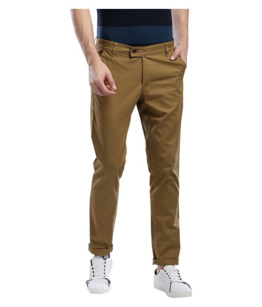 Hubberholme Beige Slim -Fit Flat Trousers