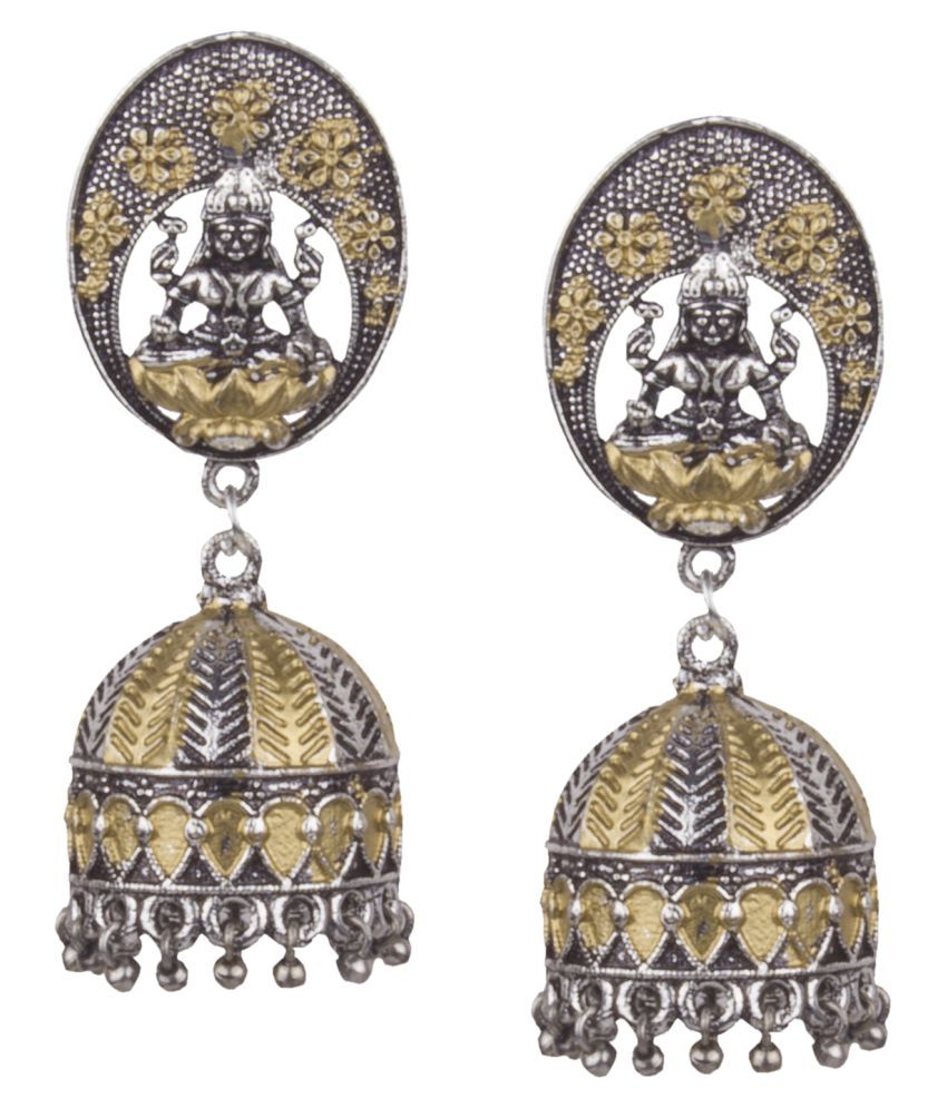     			Piah fashion Silver Plated Mahalakshmi Handmade  Brass Jhumki Earring for woman