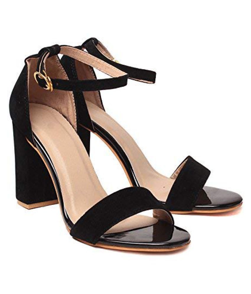 black and red block heels