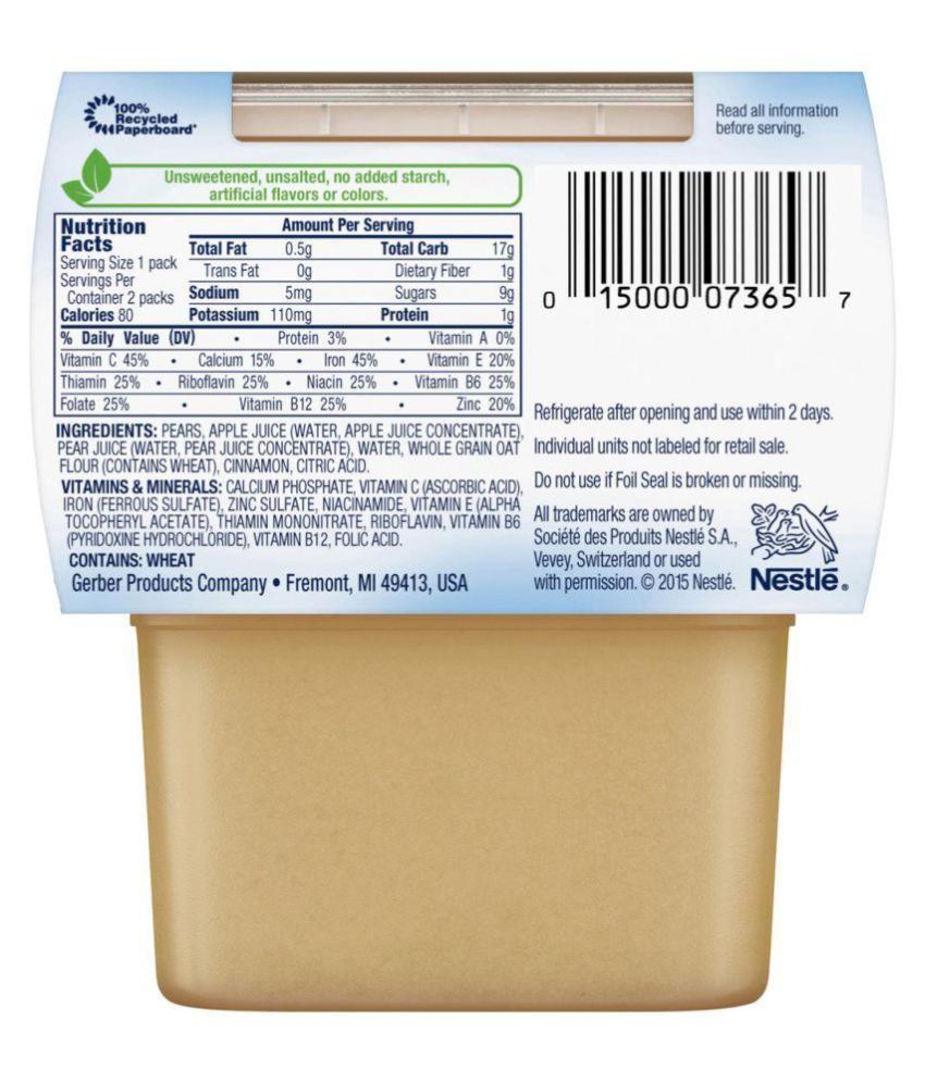 pear cinnamon oatmeal gerber