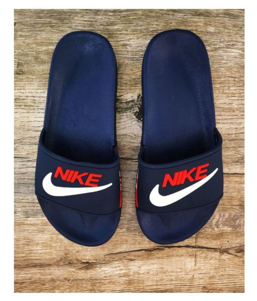 nike flip flops blue