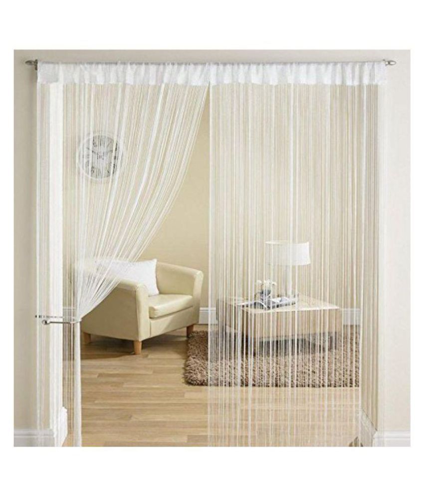     			YUTIRITI Set of 2 Long Door Ring Rod Polyester Curtains White
