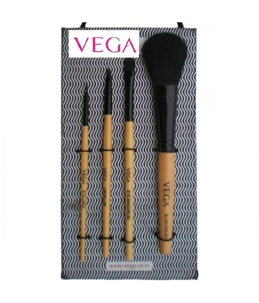 Vega Set of 4 Makeup Brushes EVS 04 & Premium Eyelash Curler EC 02 Buy