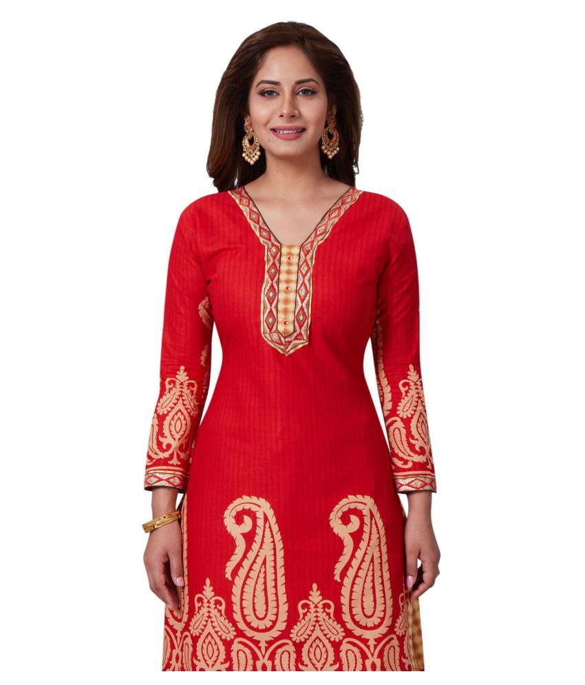 Fashion Valley Red Cotton Dress Material Buy Fashion Valley Red Cotton Dress Material Online