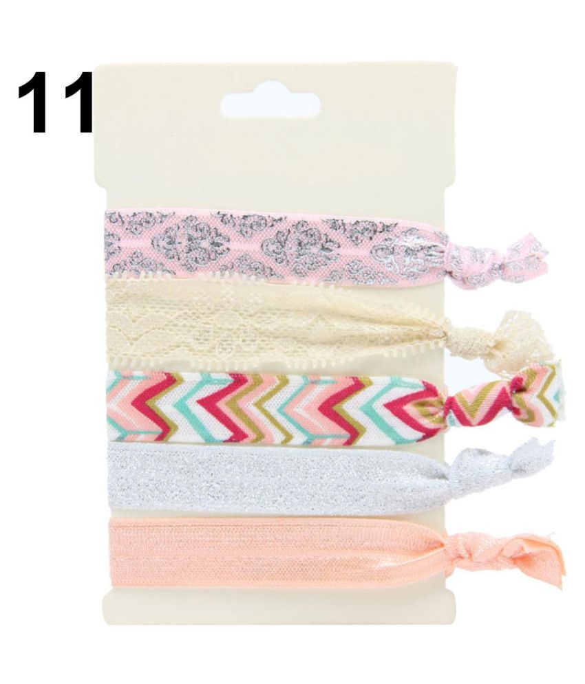 Women S Fashion Flower Printing Gilding Elastic Knot Hair Bands