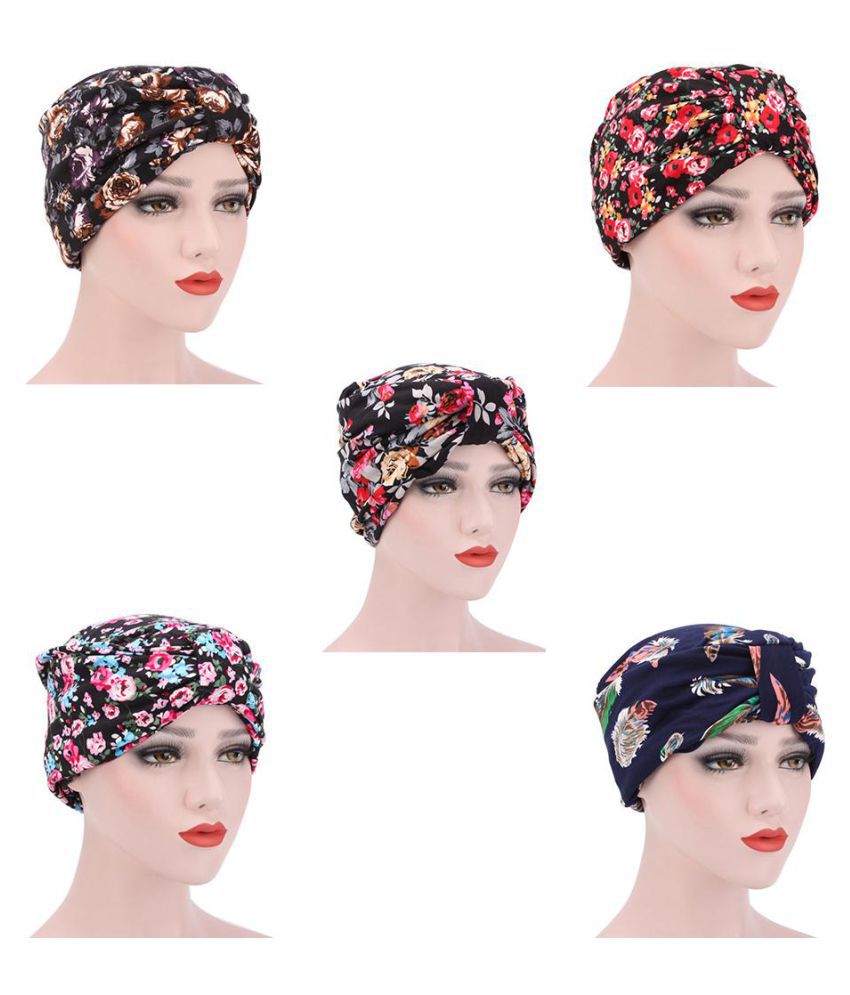 Women's Floral Print Chemo Cap Fashion Turban Sleep Headwear Wrap ...
