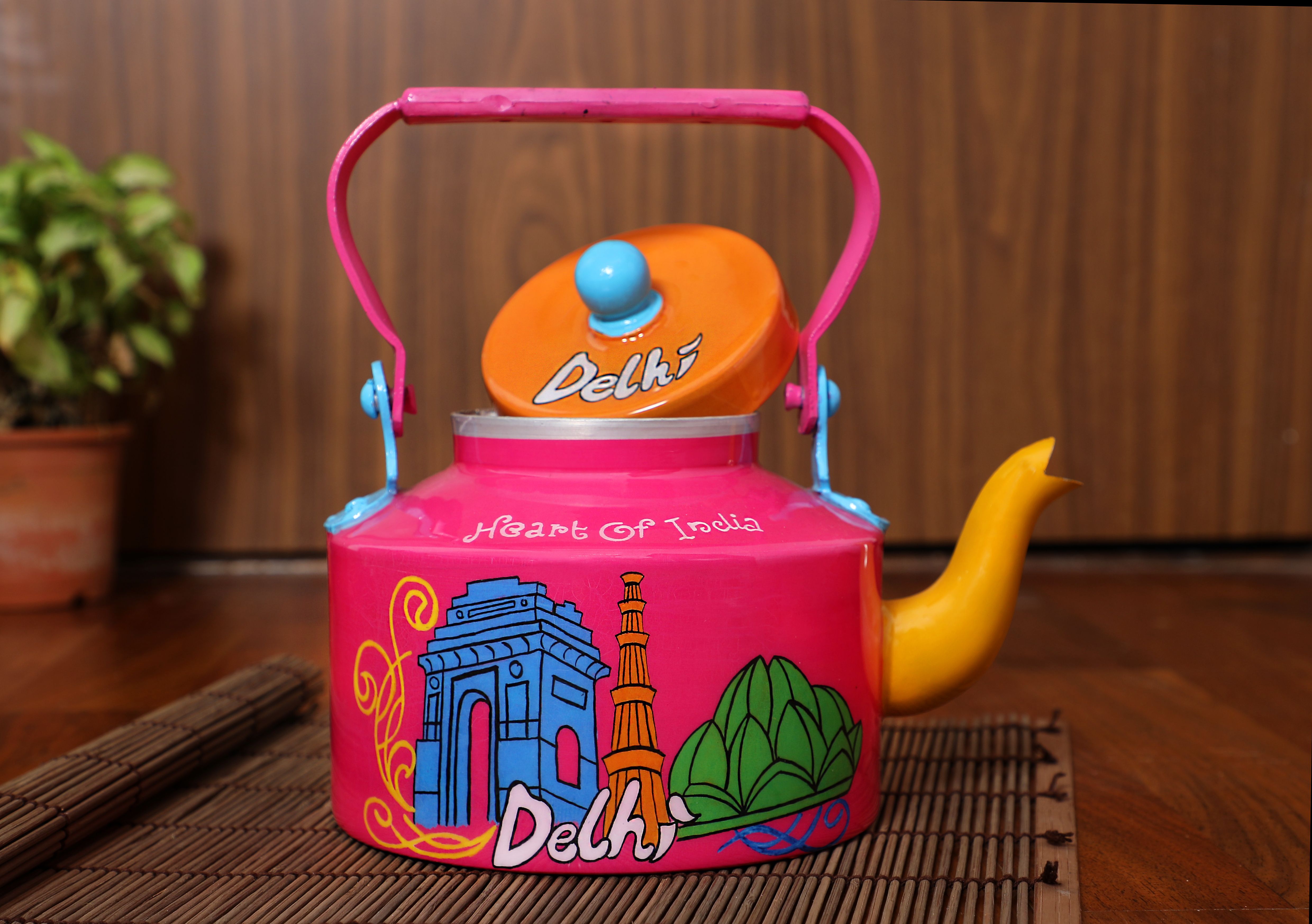 A Krazy Mug Delhi Theme Pink Carbon Steel Kettle 1500 ml ,90 ml Buy