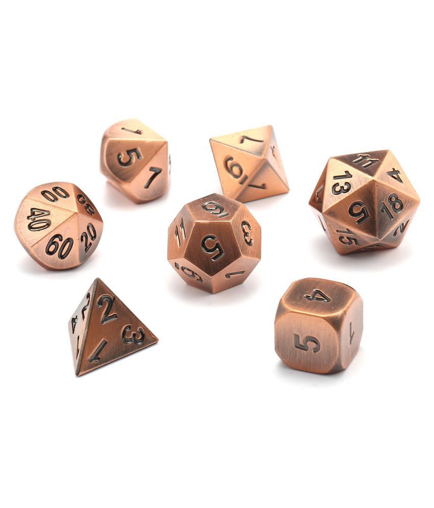 Pack of 7 Zinc Alloy Polyhedral Sided Dices for Dungeons Dragons Game 1.6cm 