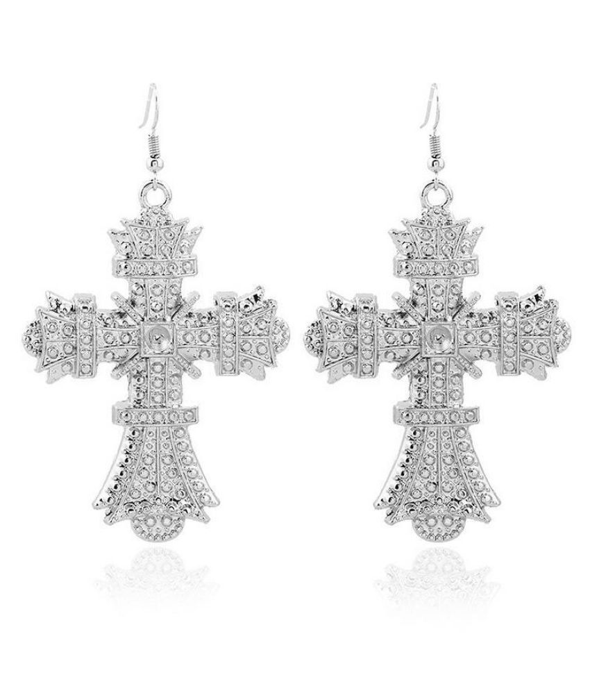 big silver cross earrings