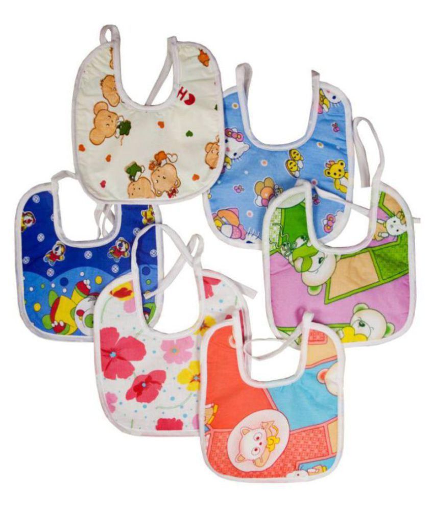     			Tahiro Multi-Colour Cotton Bibs - Set of 6