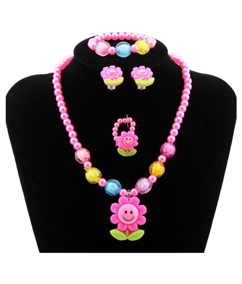 Fashion 5Pcs Baby Girls Jewelry Set Sunflower Necklace Bracelet Ear
