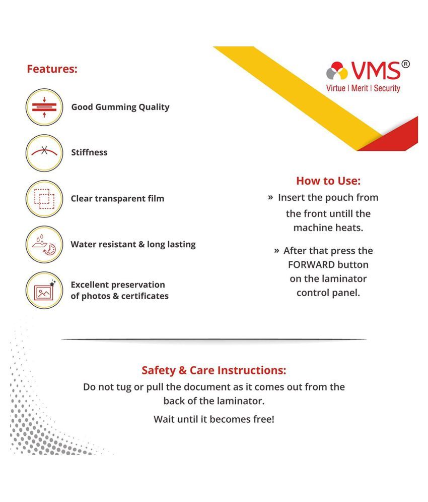 VMS Deluxe Thermal A4 Lamination Pouch 225x310mm 115 Micron 100
