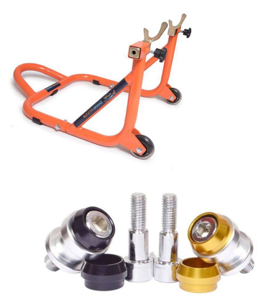 GrandPitstop Orange Rear Paddock Stand with Swing Arm Sliders Spools/Paddock Stand Bobbin