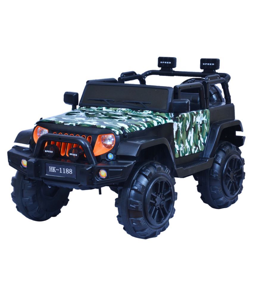 HappyKids Ride on Camouflage jeep with openable doors,dual battery