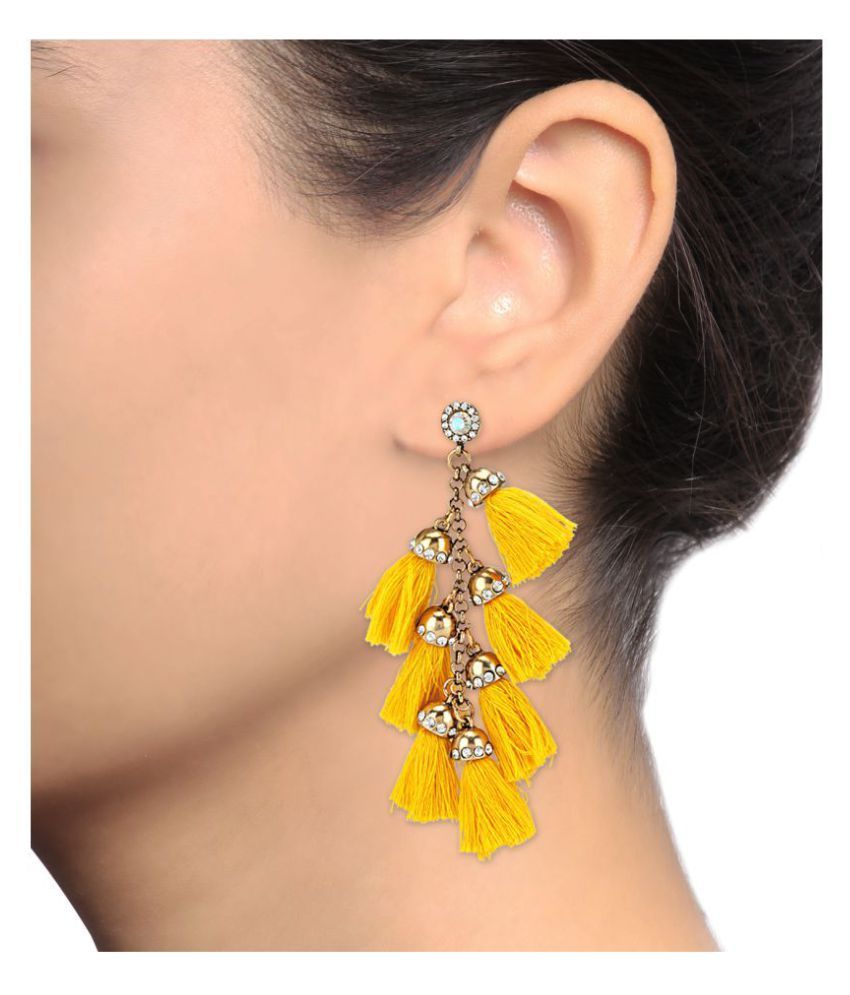 Yellow Fringe Tassel Earring Buy Yellow Fringe Tassel Earring Online
