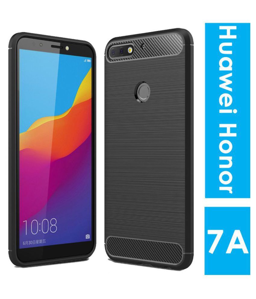 Huawei Honor 7A Hybrid Covers Hopsack Black Plain Back Covers