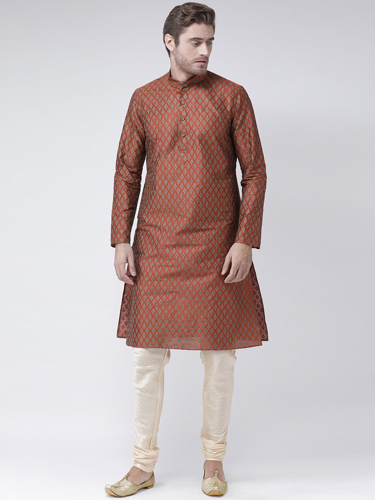     			Deyann Orange Silk Blend Kurta Single