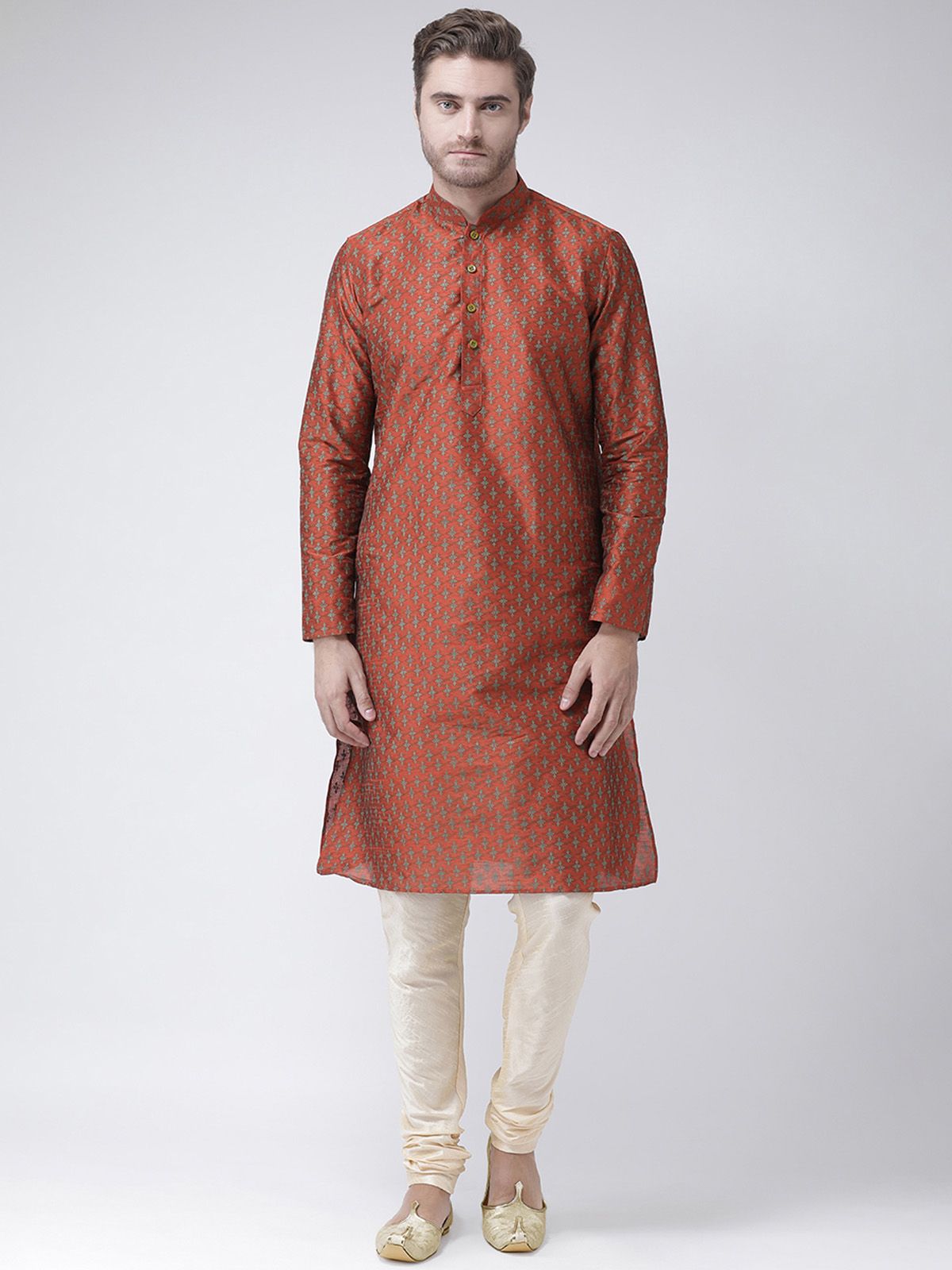     			Deyann Orange Silk Blend Kurta Single