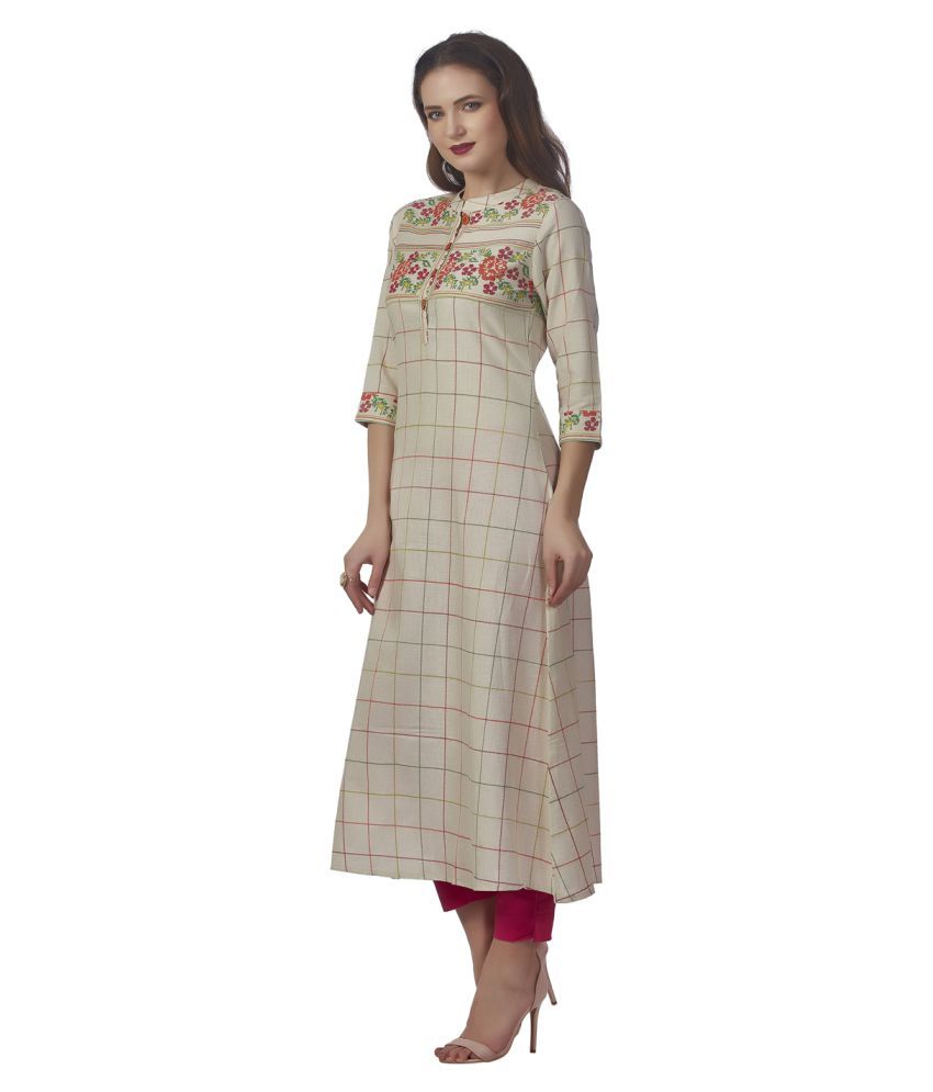 anora Beige Cotton Aline Kurti Buy anora Beige Cotton Aline Kurti Online at Best Prices in