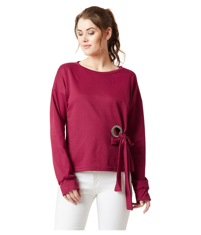     			Miss Chase Cotton Maroon Non Zippered Sweatshirt