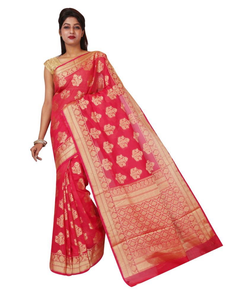 white and red cotton saree online