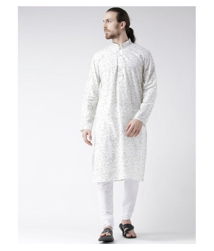     			Deyann White Linen Kurta