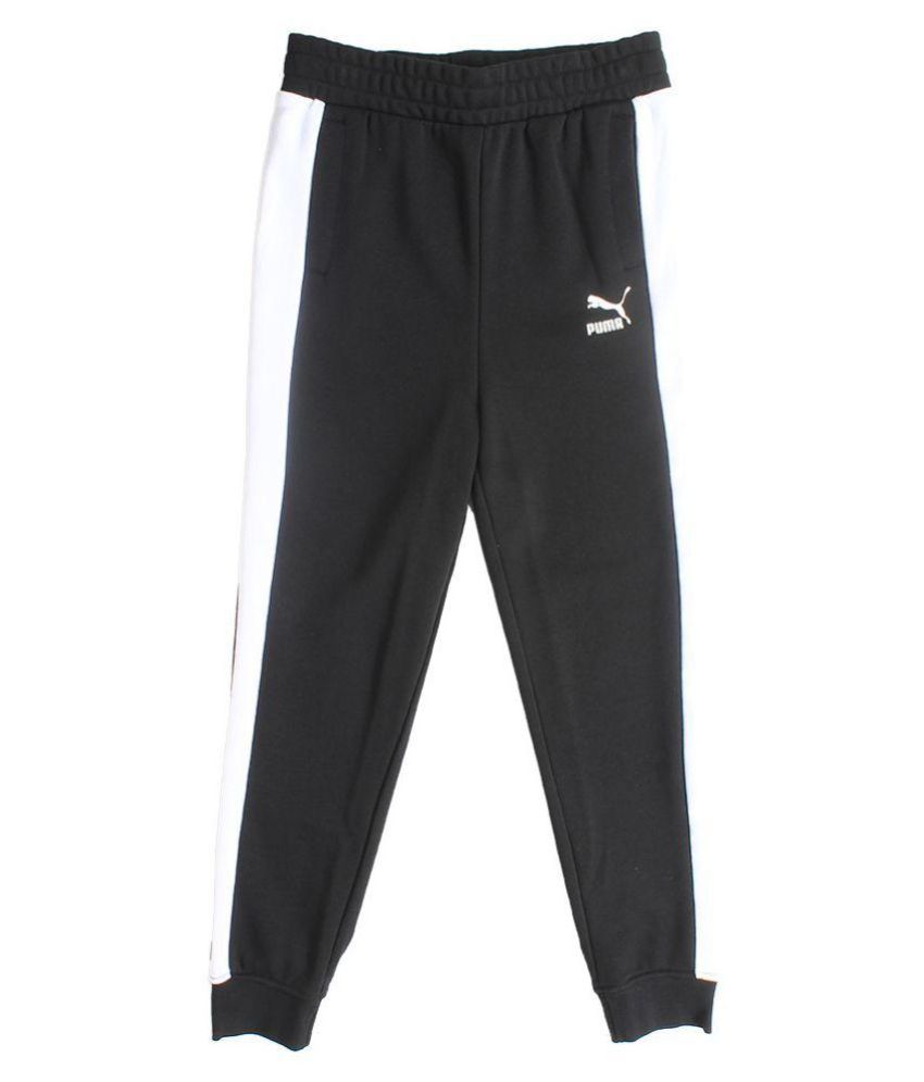 puma black polyester lycra trackpants