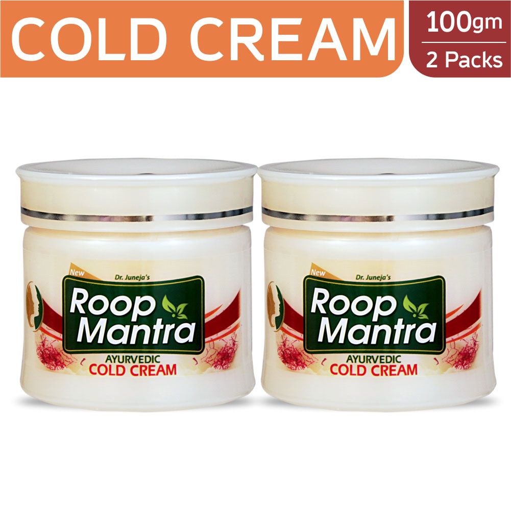 Roop Mantra Cold Cream 100gm, Pack of 2 (NON STICKY COLD CREAM, Moisturizing Cream with Natural Ingredients, Kesar Malai Body Cream)