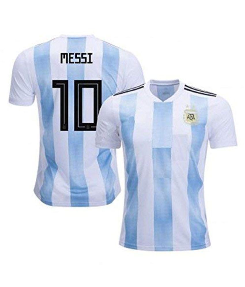 Argentina Jersey World Cup with Messi Printed kit White/Blue(Argentina