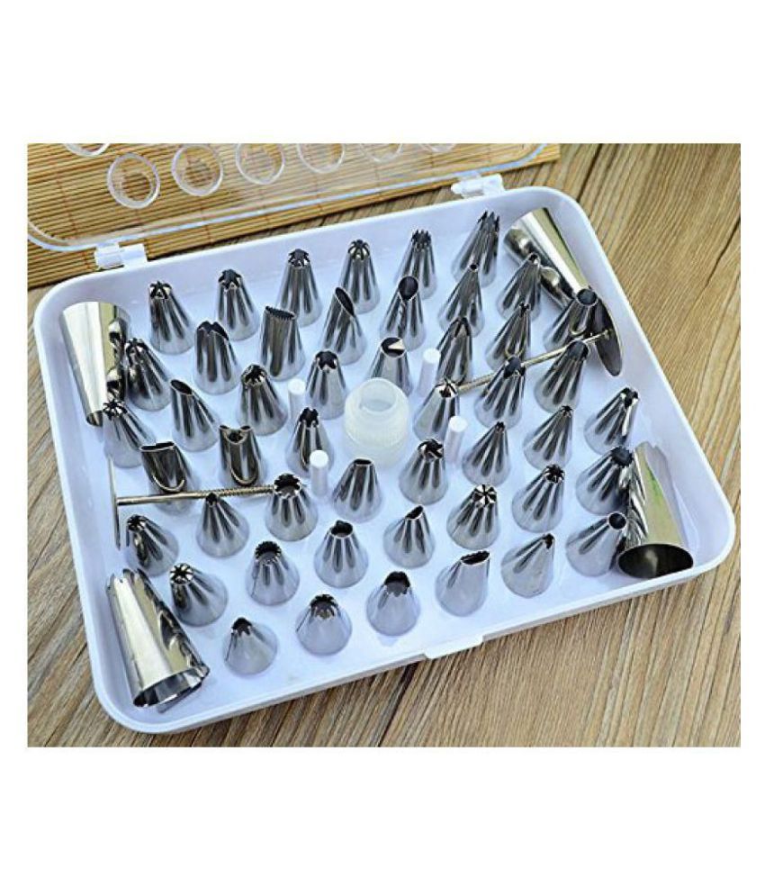 YUTIRITI Stainless Steel Cake Icing Nozzles For Decorating Cupcake Pastries Desserts Tarts Pie(Set Of 55)(Assorted)
