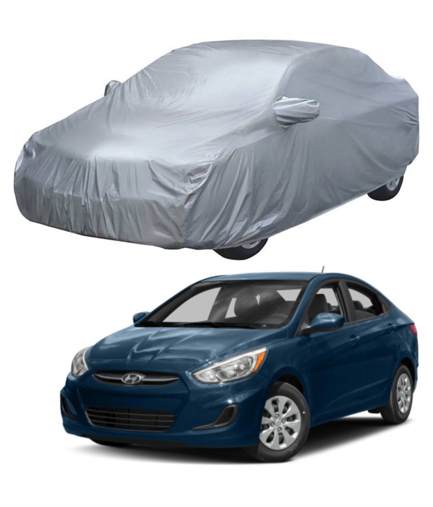     			Autoretail Silver Color Car Cover With Mirror Pocket Polyster For Hyundai Accent
