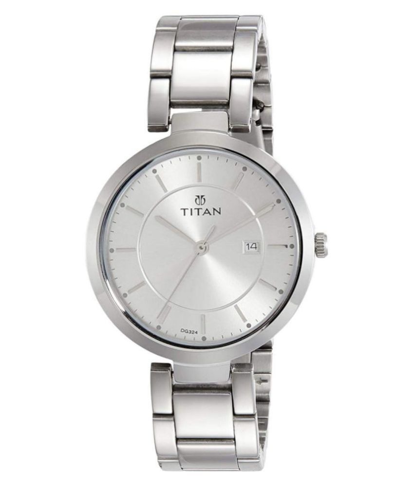 titan metal round womens watch