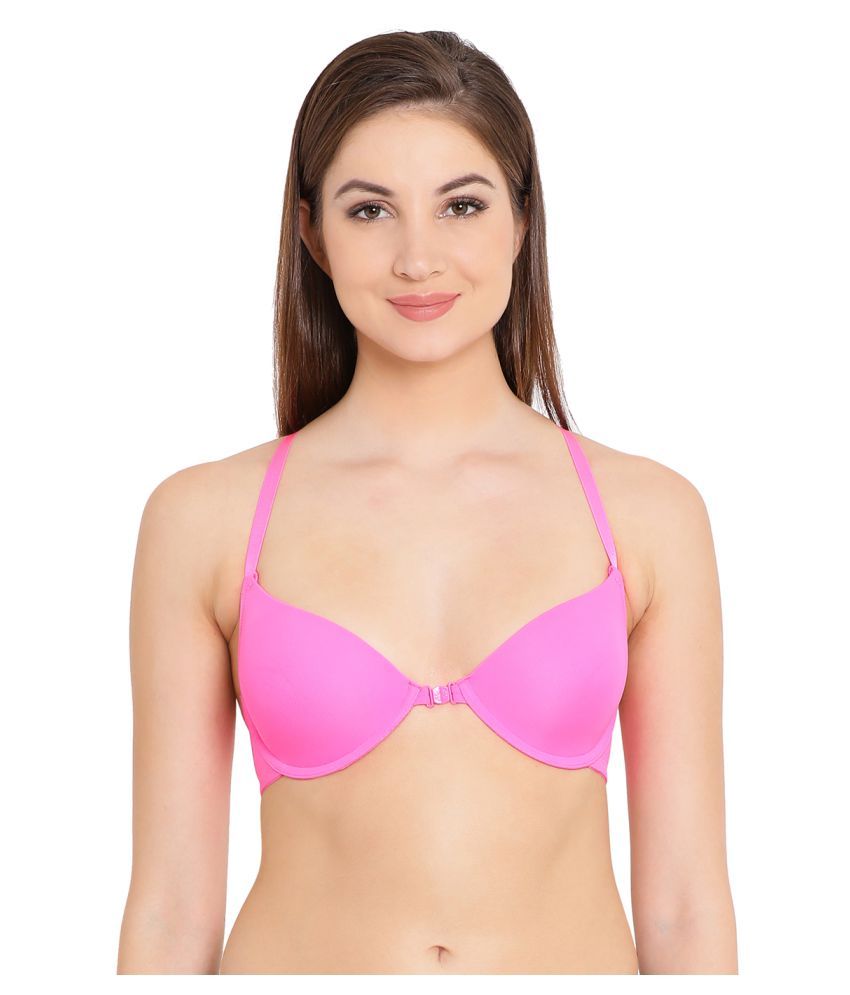     			Clovia Polyamide Plunge Bra - Pink