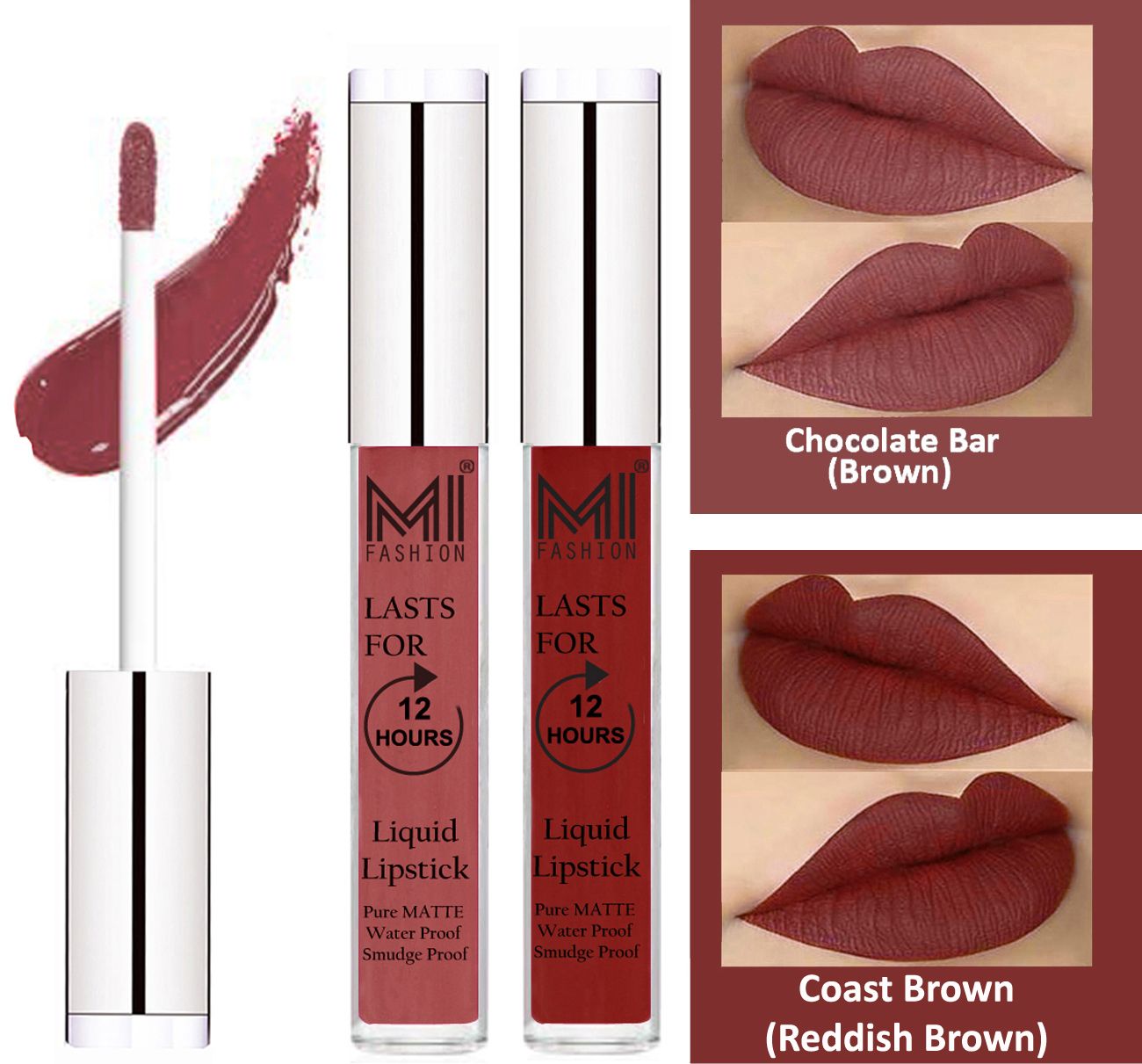     			MI FASHION Liquid Lipstick Brown,Coast Brown 3 ml Pack of 2