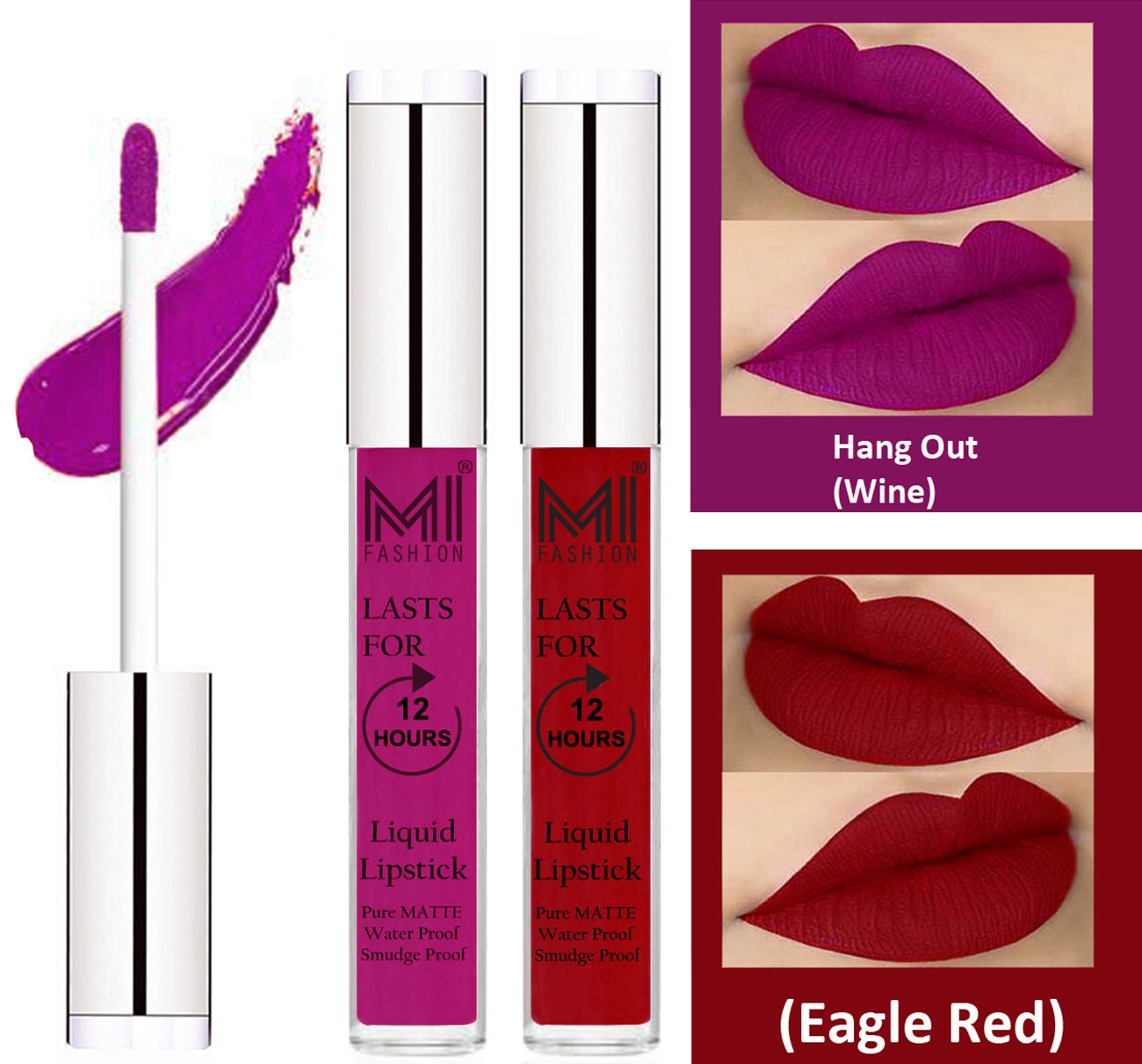     			MI FASHION Liquid Lipstick( Shade - Wine,Eagle Red) | Pack of 2